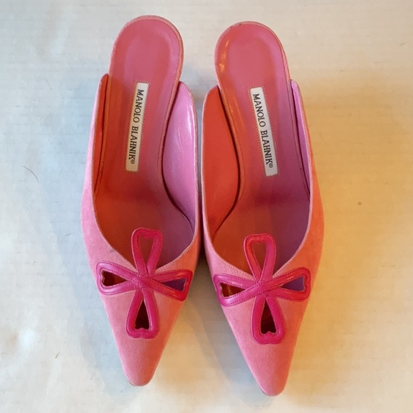 Manola Blahnik pink suede mule size 37.5 (US 7.5) - Picture 2 of 9